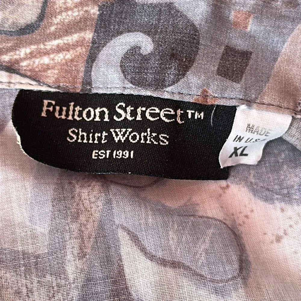 Men's XL Fulton Street Retro Short Sleeve Shirt Top Casual